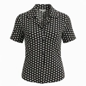 Reformation Cuba Top Giotto Print Button Front Short Sleeve Blouse Size Small